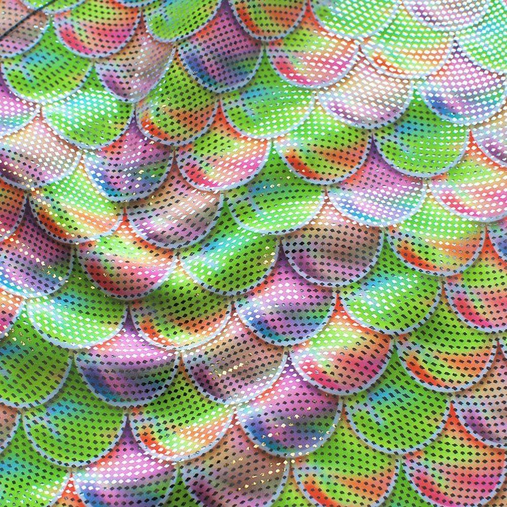 Ava Lime & Silver Swirl - Foiled Printed Stretch Fabric