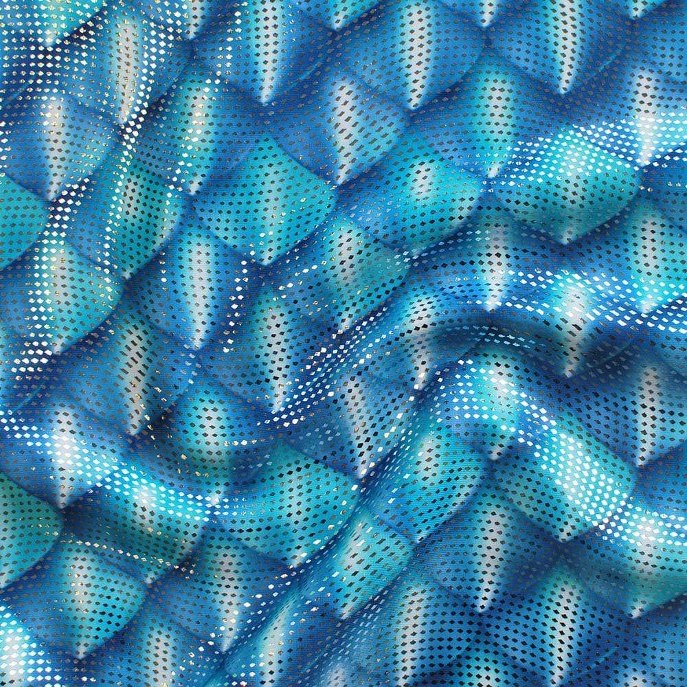 Alana Royal & Silver Swirl - Foiled Printed Stretch Fabric