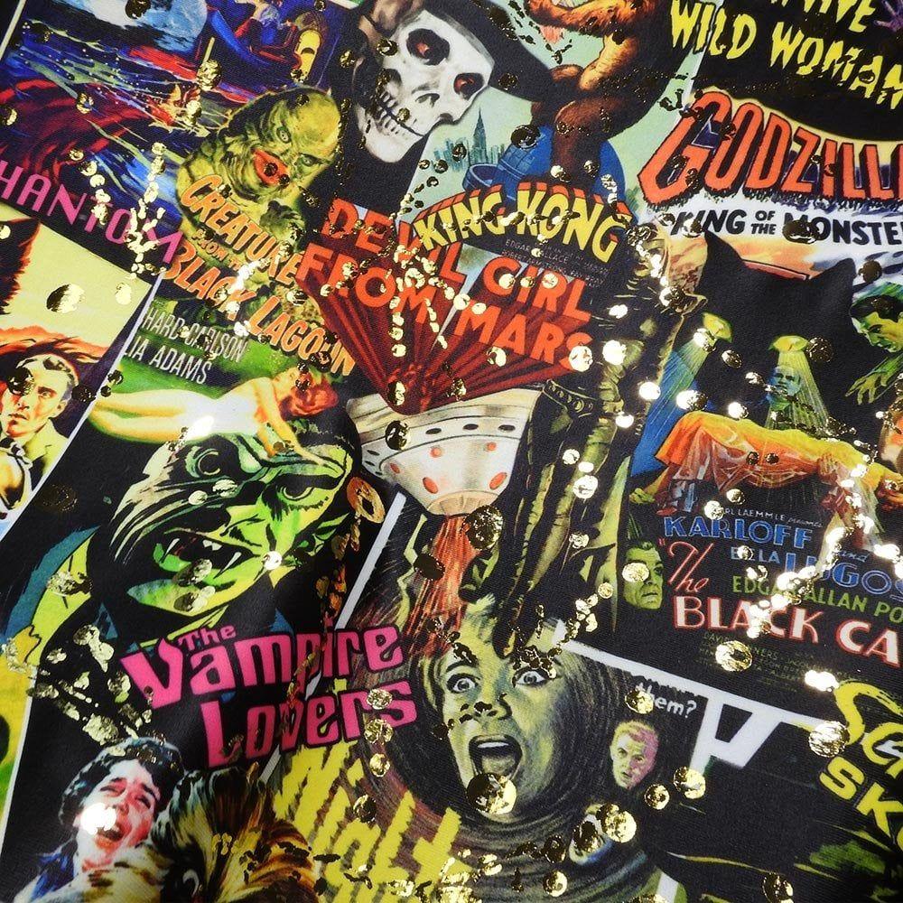 Fright Night & Gold Solder - Foiled Printed Stretch Fabric