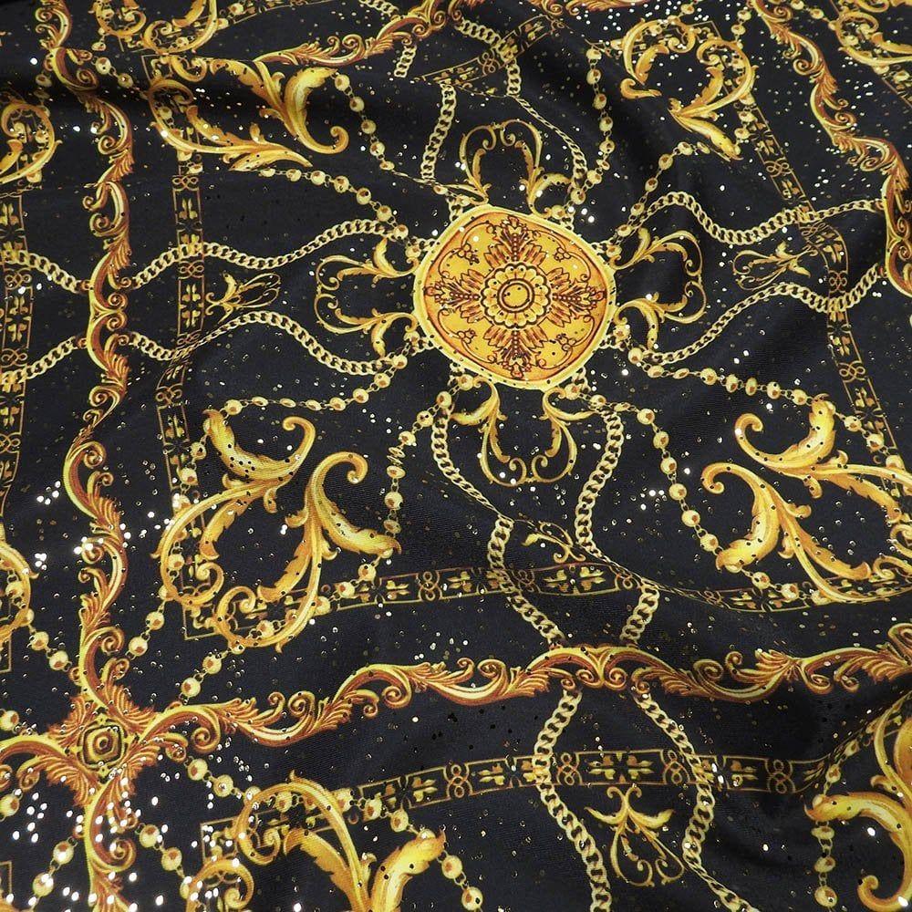 Barocco & Gold Galaxy - Foiled Printed Stretch Fabric