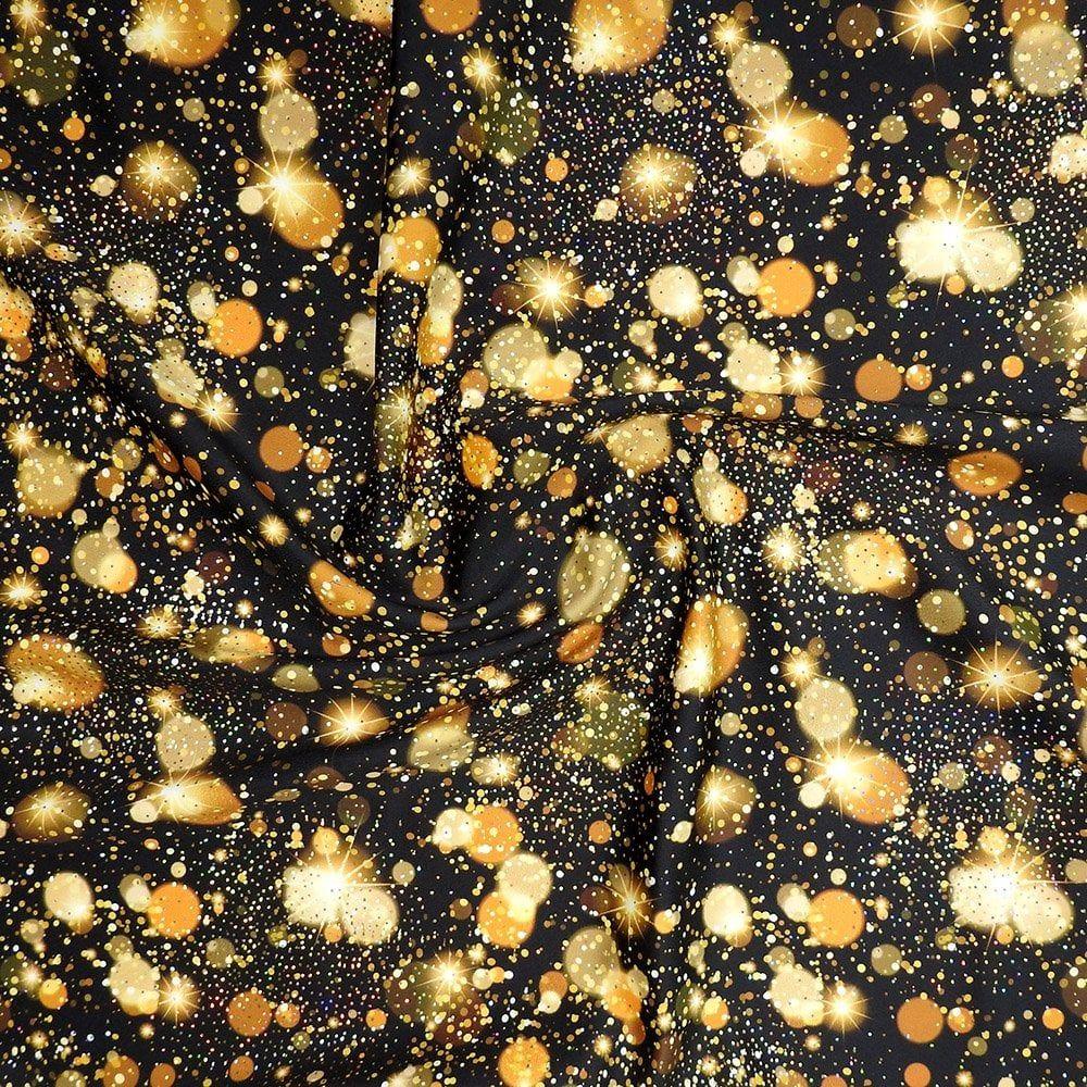 Goldust & Gold Hologram Stardust - Foiled Printed Stretch Fabric