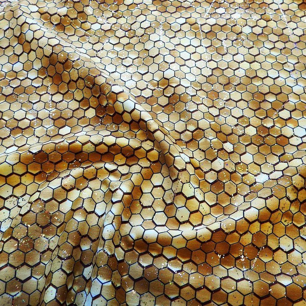 Hive Gold & Gold Hologram Score - Foiled Printed Stretch Fabric