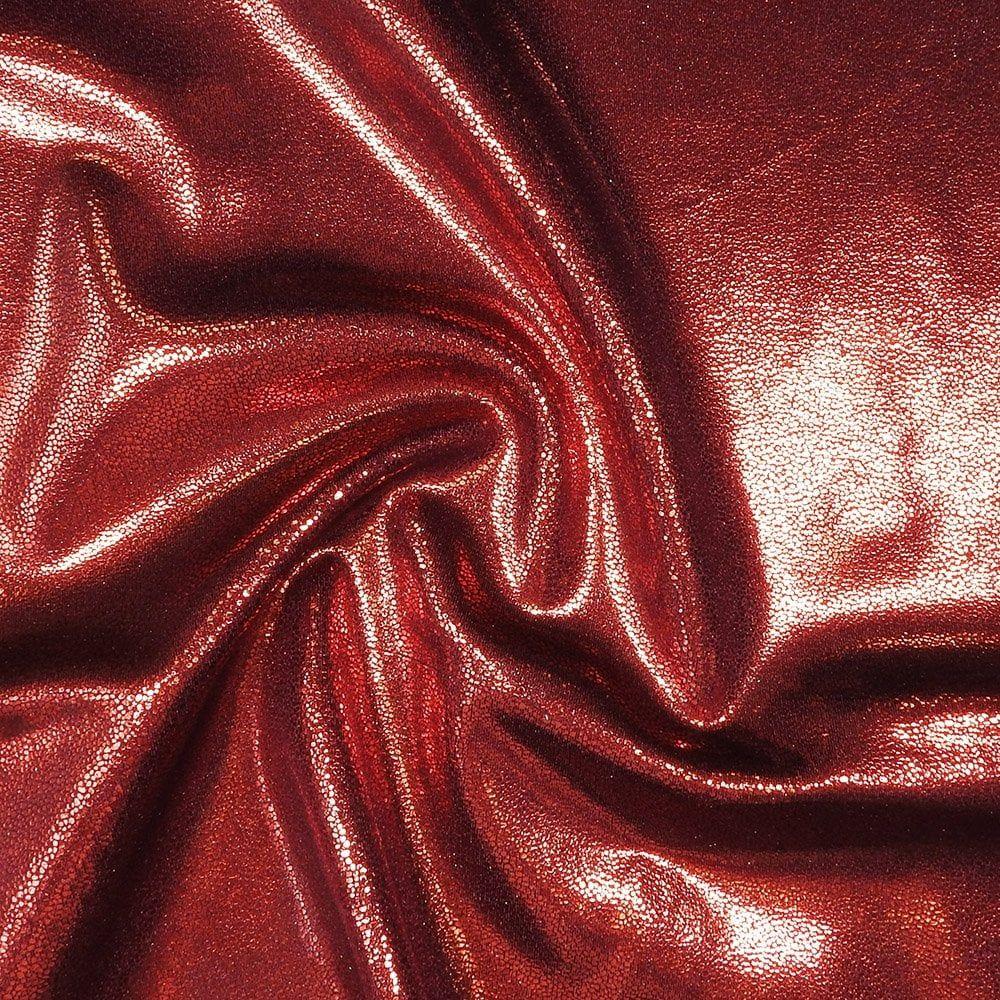 Red Glaze Foil On Burgundy Shiny Nylon Stretch Lycra