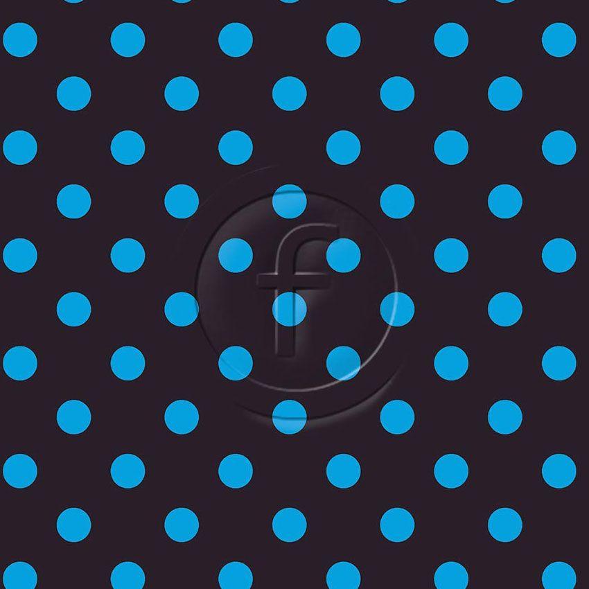 Polka Dot 20Mm Turquoise Black, Spotted, Fluorescent Printed Stretch Fabric