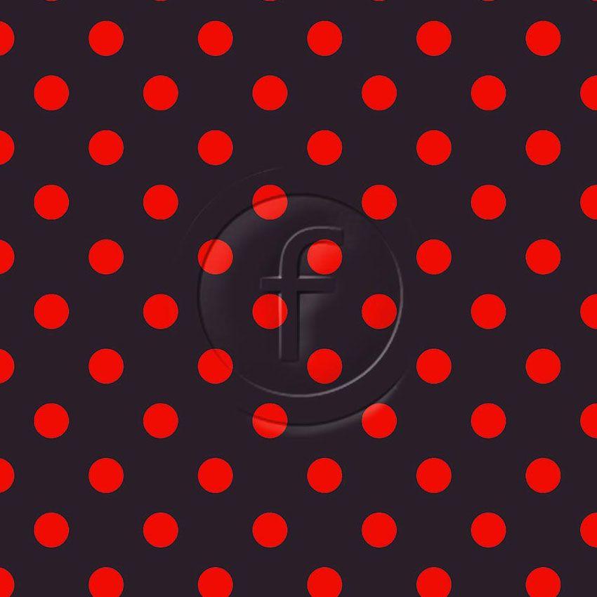 Polka Dot 20Mm Red On Black, Spotted Printed Stretch Fabric