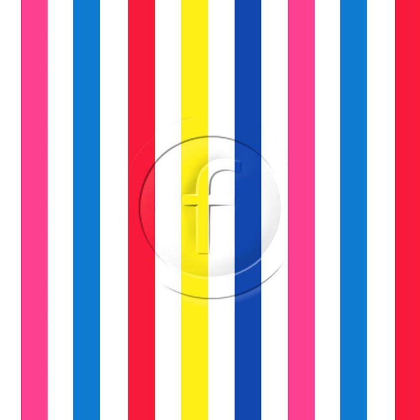 Multicolour Stripe White 22Mm Width, Striped, Fluorescent Printed Stretch Fabric