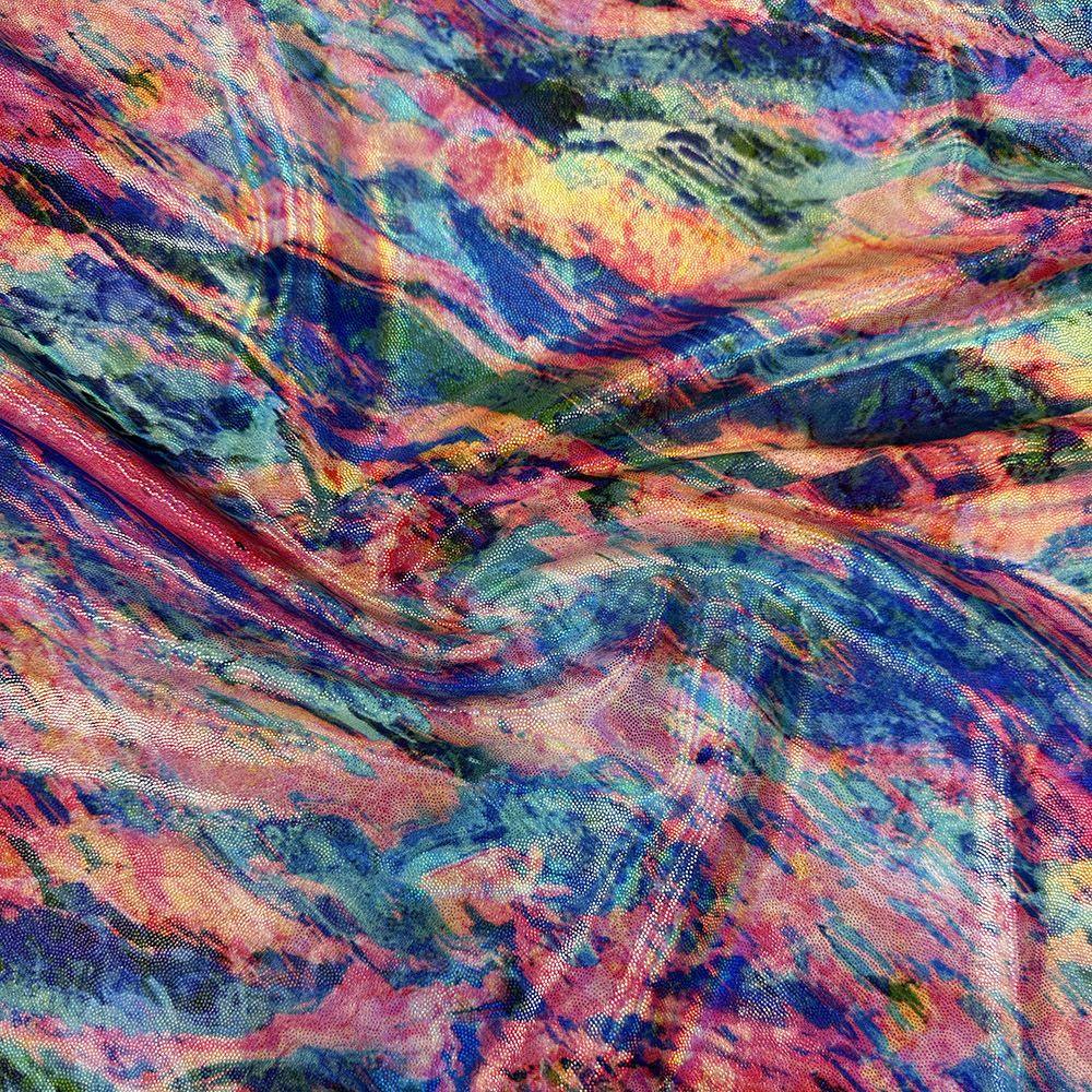 Mexicana - Printed Lazer Shine Foil Stretch Fabric