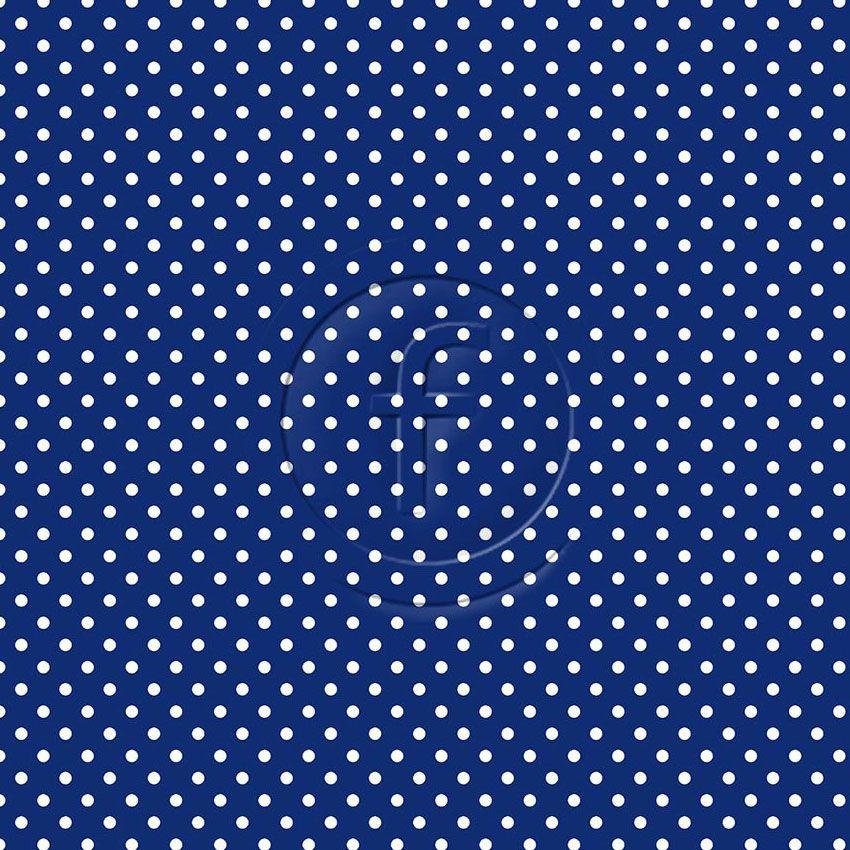 Pea Dot White On Navy, Spotted Printed Stretch Fabric