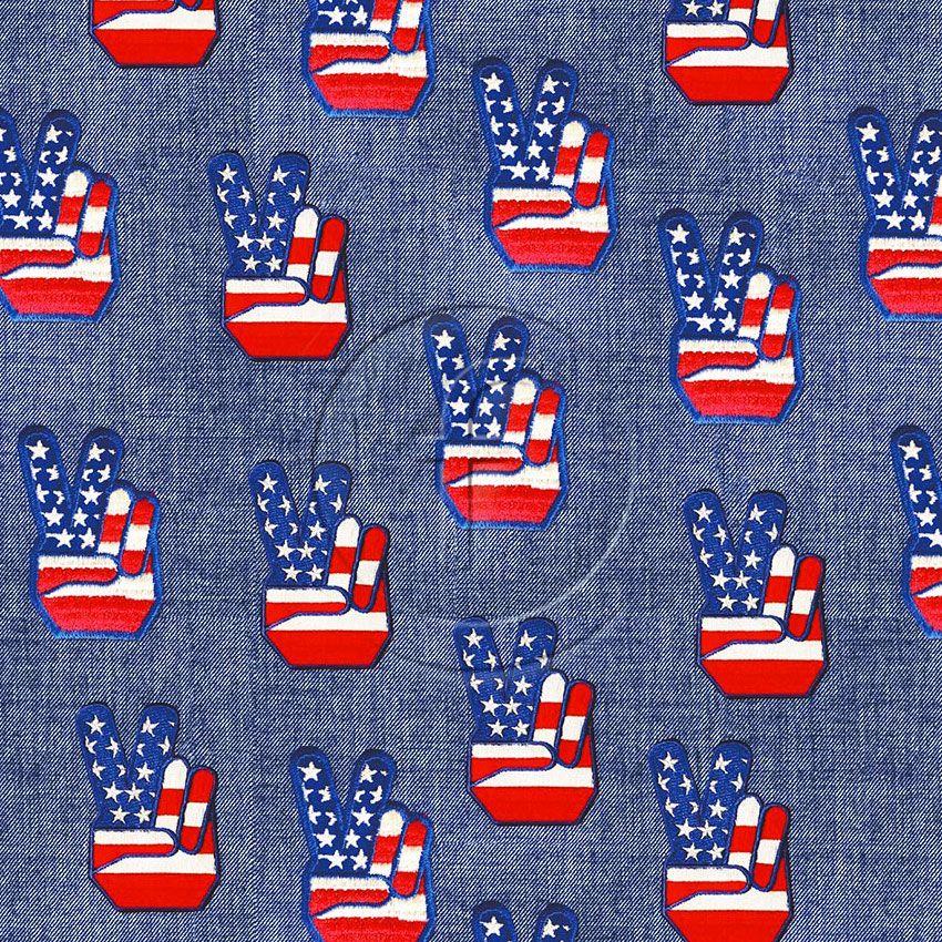 Peace Patches Red White & Blue, Flag, Textured Printed Stretch Fabric