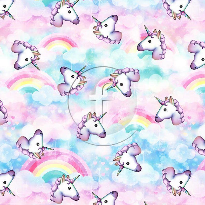 Unicorn Pastel, Cartoon, Rainbow Printed Stretch Fabric