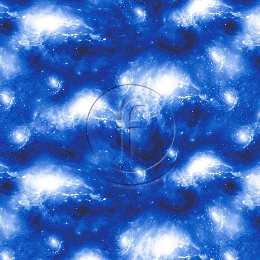 Solar System Royal Printed Stretch Fabric: Blue