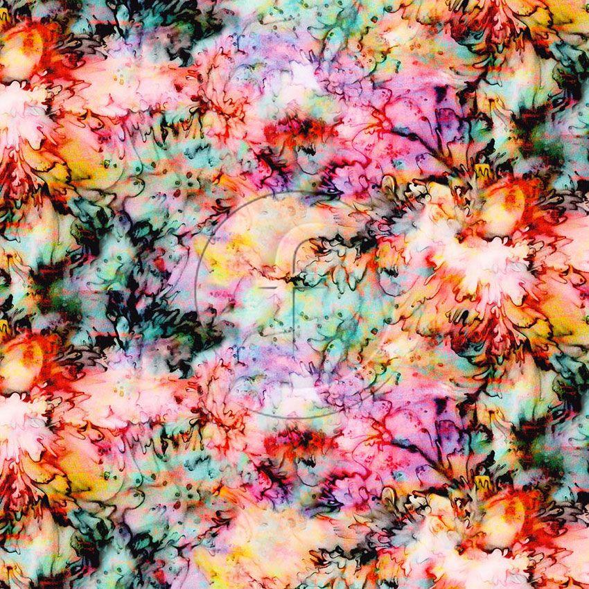 Sienna, Festival, Tie Dye Effect Printed Stretch Fabric: Multicolour