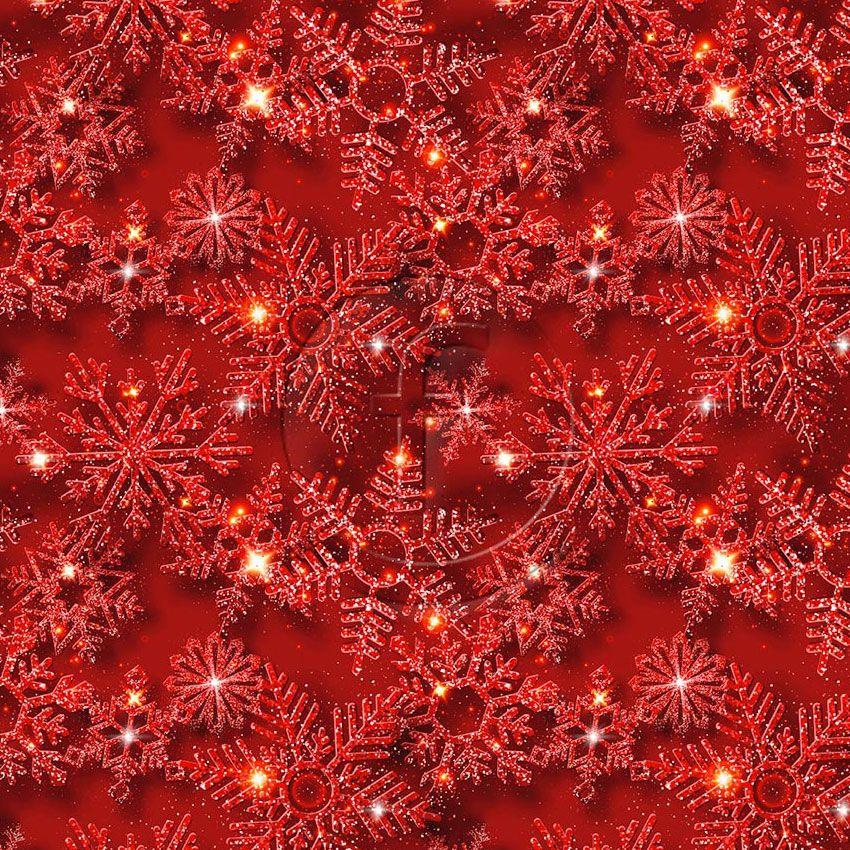 Snowflake Glitz Red, Christmas Printed Stretch Fabric
