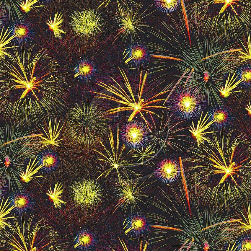 Bonfire Night, Light Effects Scalable Stretch Fabric: Black