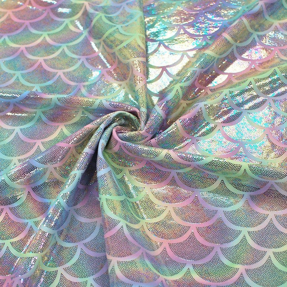 Sherbet Pastel & Sound Mermaid - Foiled Stretch Fabric