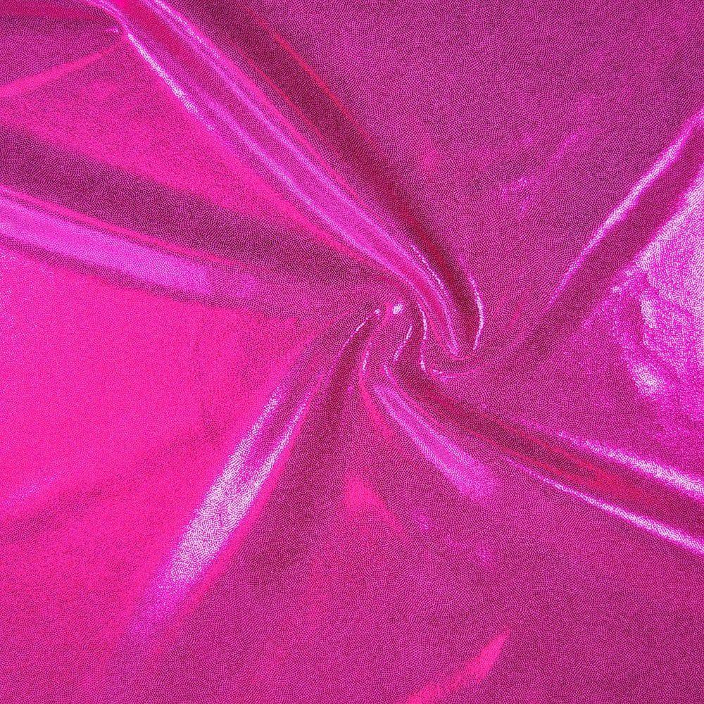 Party Pink Foil Effect Shine Stretch Fabric