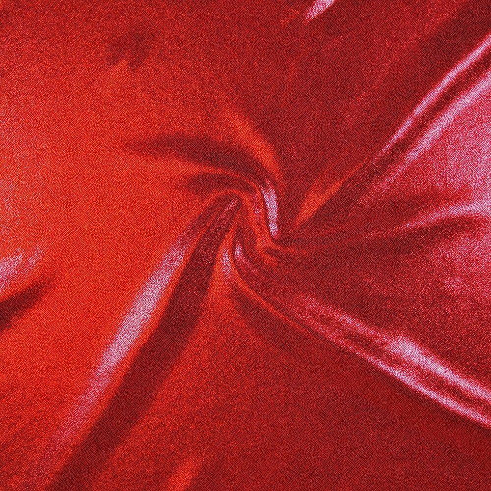 Cherry Red Foil Effect Shine Stretch Fabric