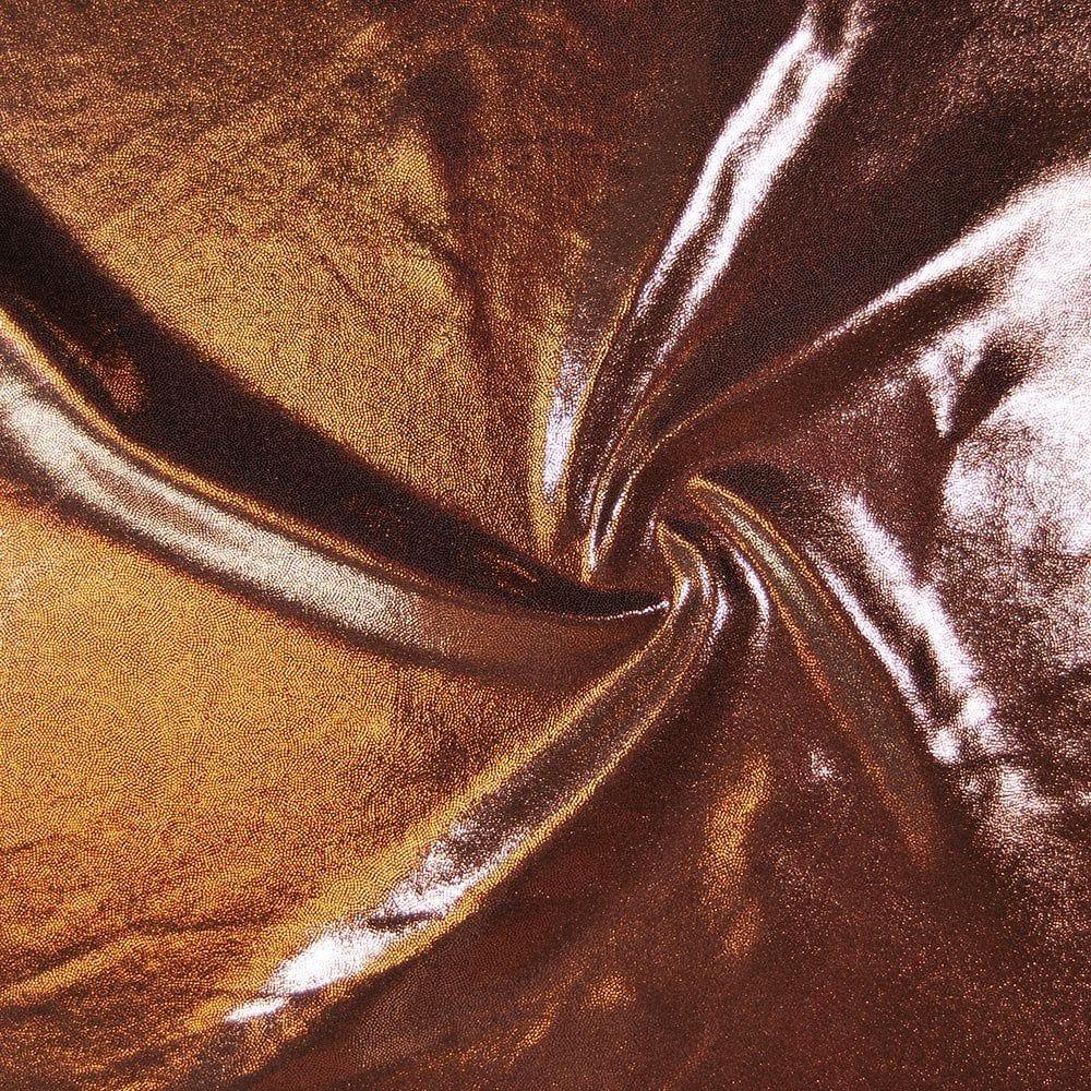 Copper Foil Effect Shine Stretch Fabric