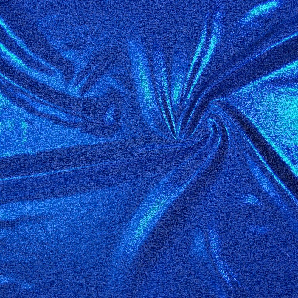 Paradise Blue Foil Effect Shine Stretch Fabric