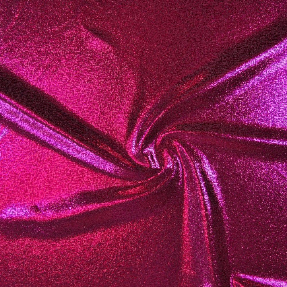 Raspberry Foil Effect Shine Stretch Fabric