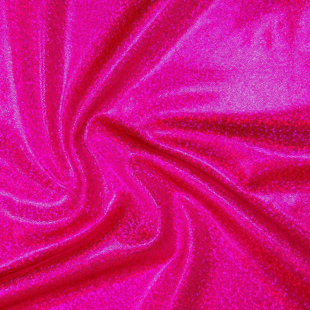 Pink Hologram Foil Effect Shine Stretch Fabric (Cerise/Pink)