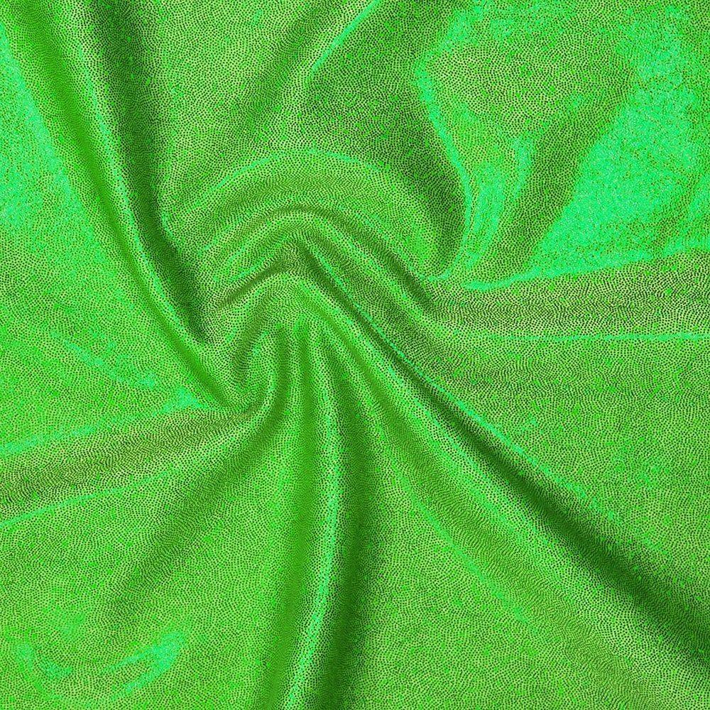 Lime Hologram Foil Effect Shine Stretch Fabric (Green/Flo Green)