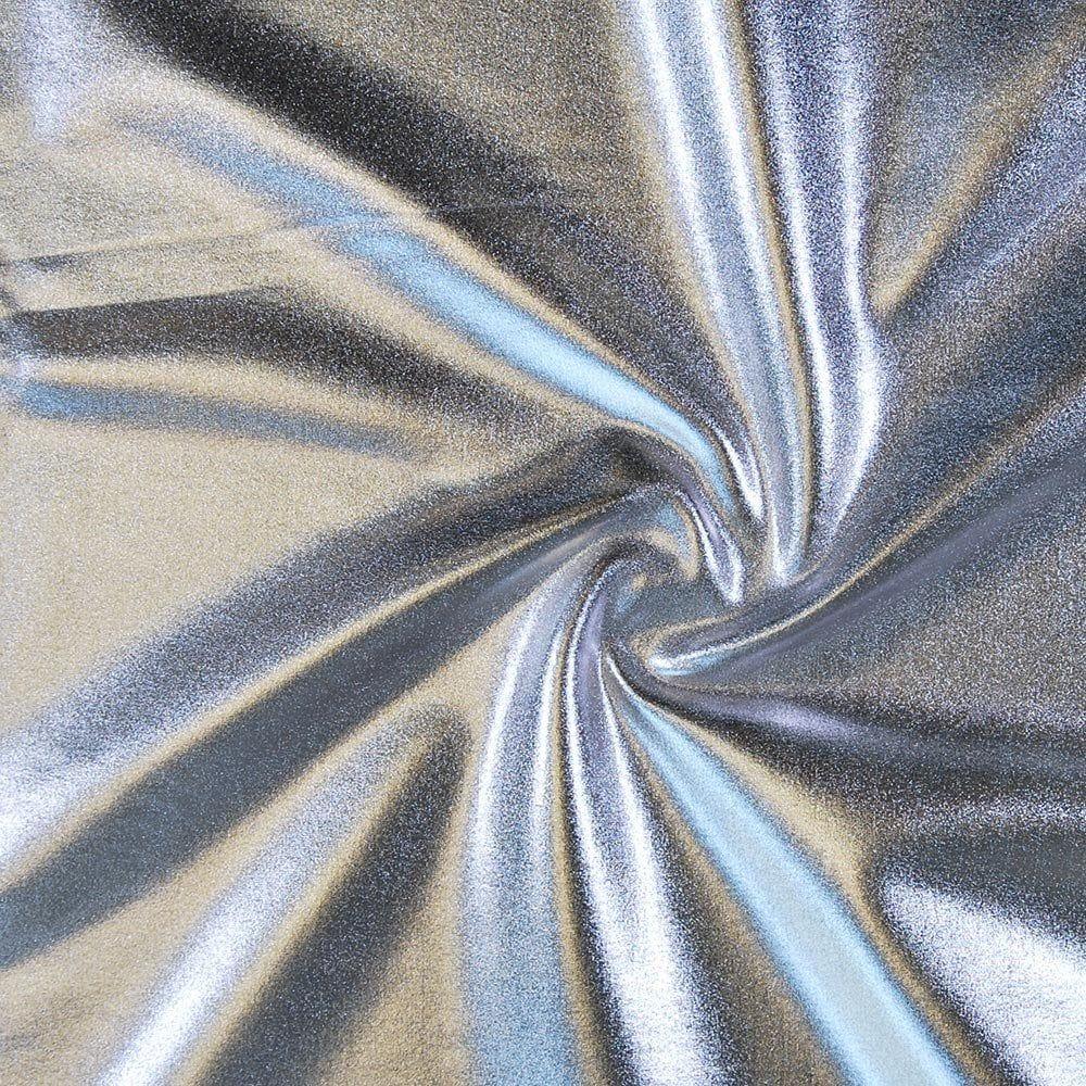 Liquid Foil Silver Stretch Fabric