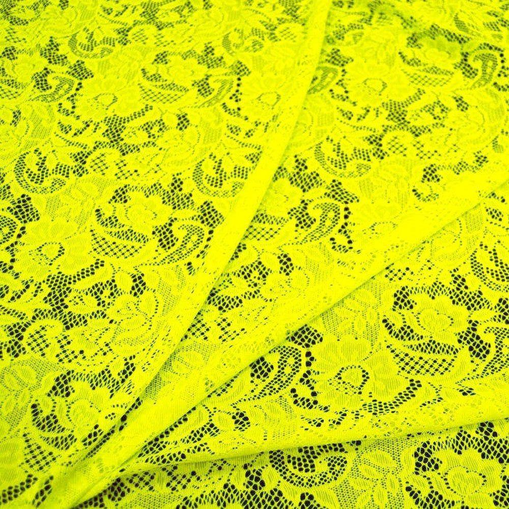 Allover Floral Stretch Lace Flo Yellow