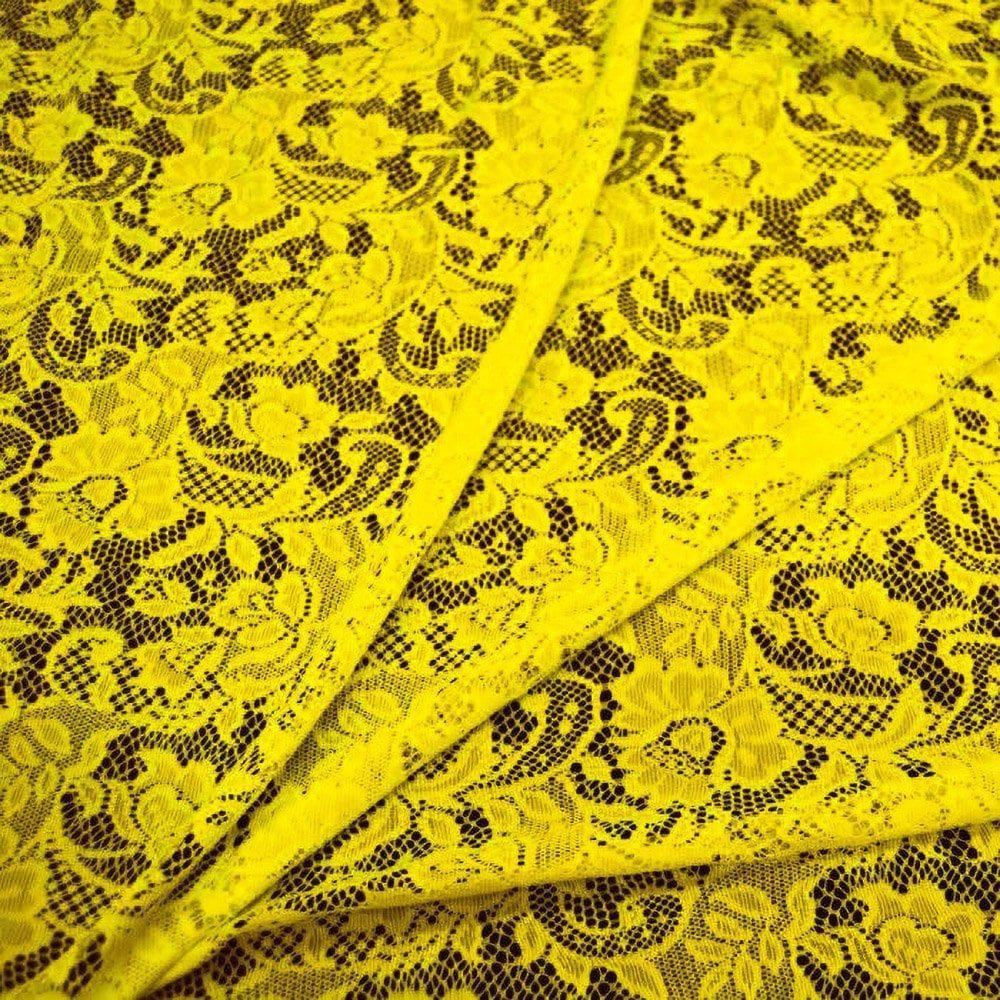Allover Floral Stretch Lace Primula Yellow