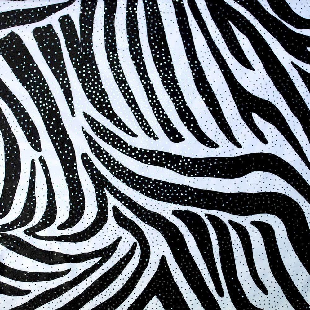 Zebra & Silver Twinkle - Foiled Stretch Fabric