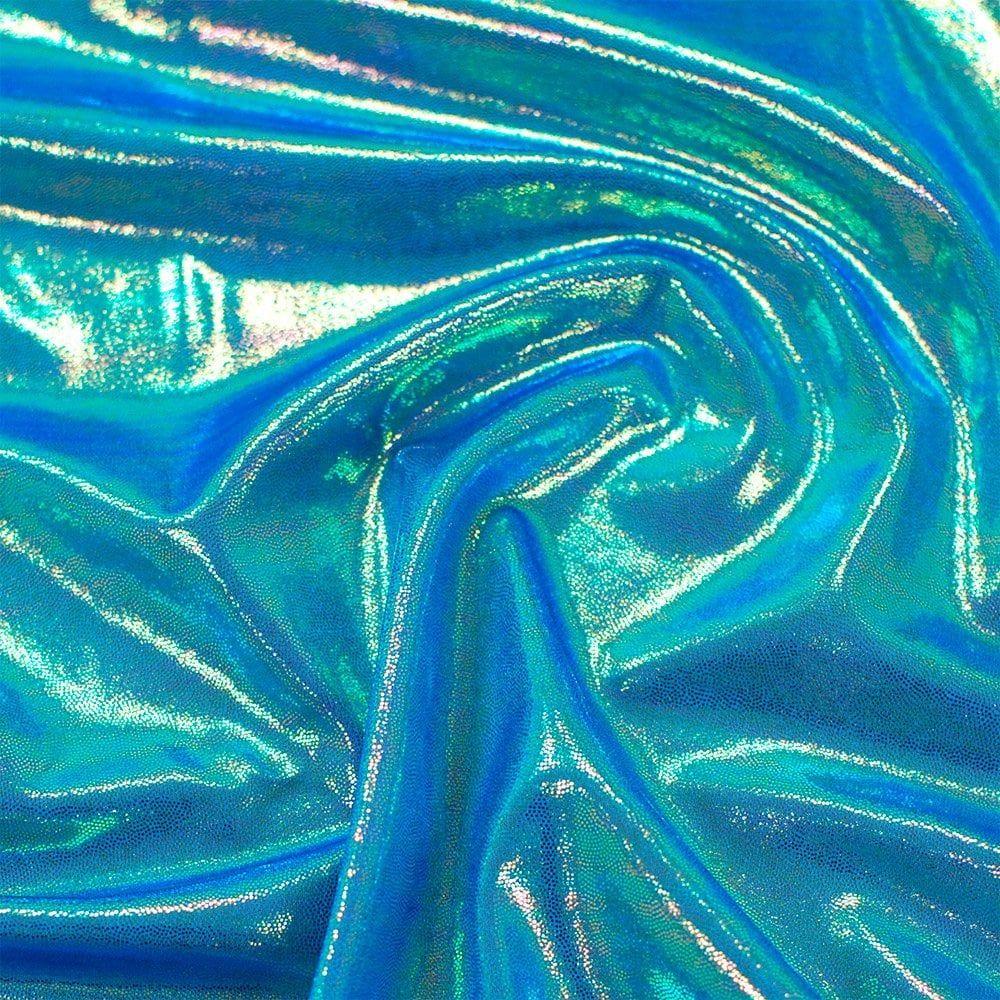 Turquoise Two Tone Shine Foiled Stretch Fabric