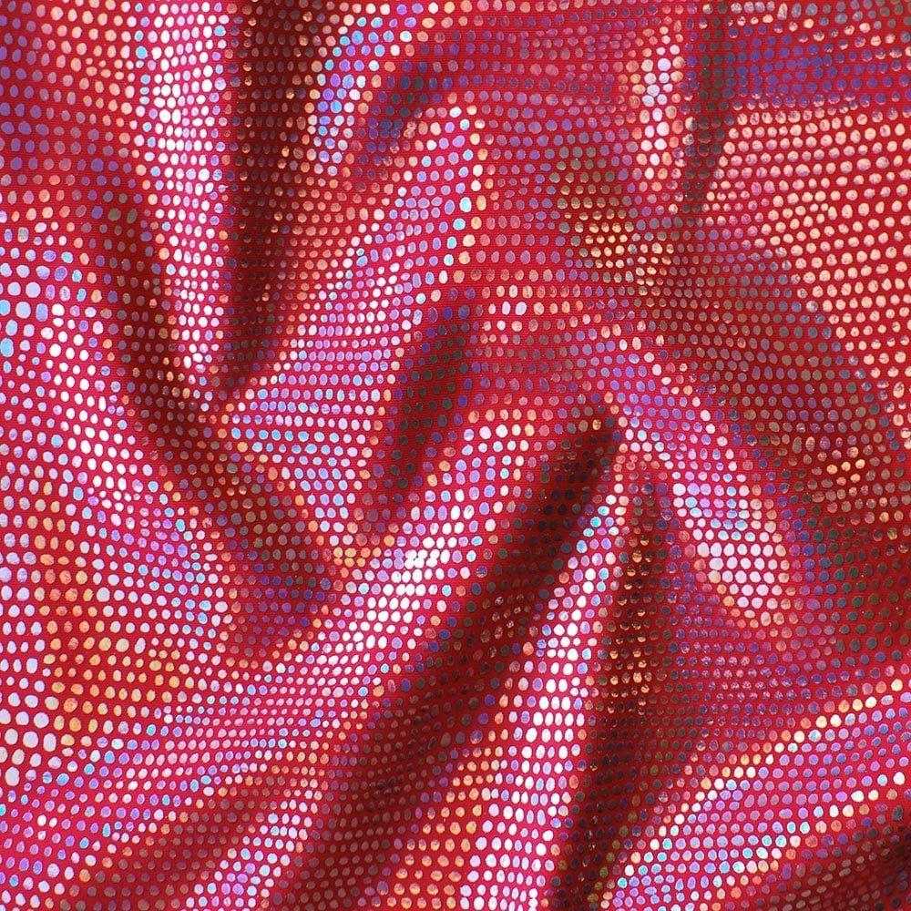 Cerise Lazer Skin Foil On Red Matt Nylon Stretch Lycra