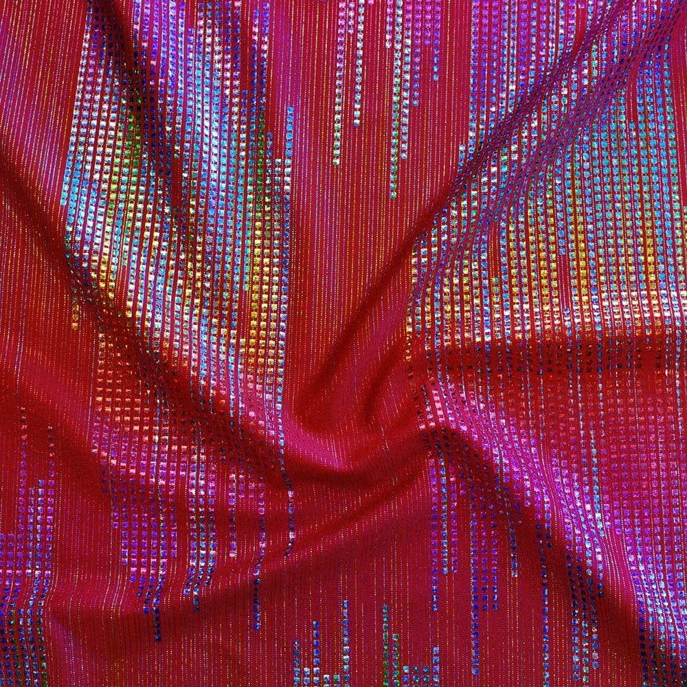Sonic Red - Fancy Foiled Stretch Fabric