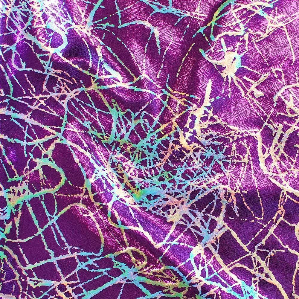 Tangle Lazer Orchid - Fancy Foiled Stretch Fabric
