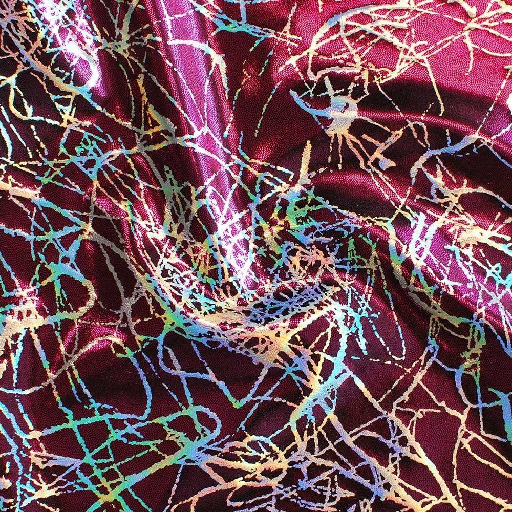 Tangle Lazer Blackcurrant - Fancy Foiled Stretch Fabric