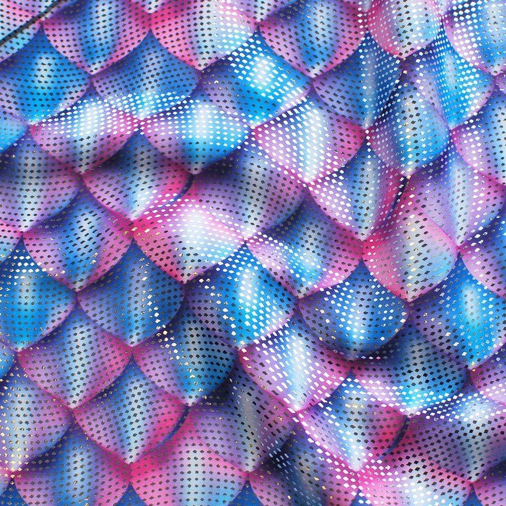 Alana Cerise Uv & Silver Swirl - Foiled Printed Stretch Fabric