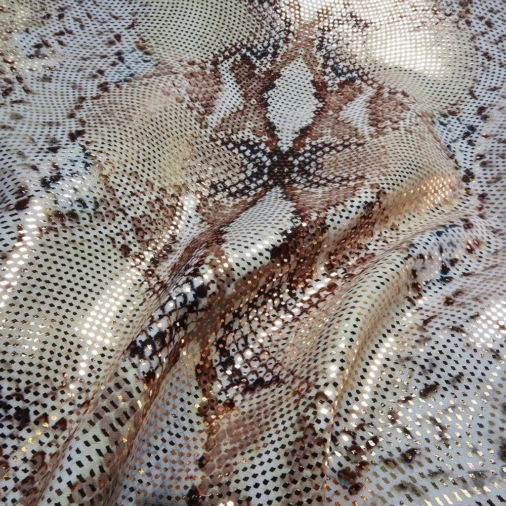 Naked Snake & Copper Swirl - Foiled Printed Stretch Fabric
