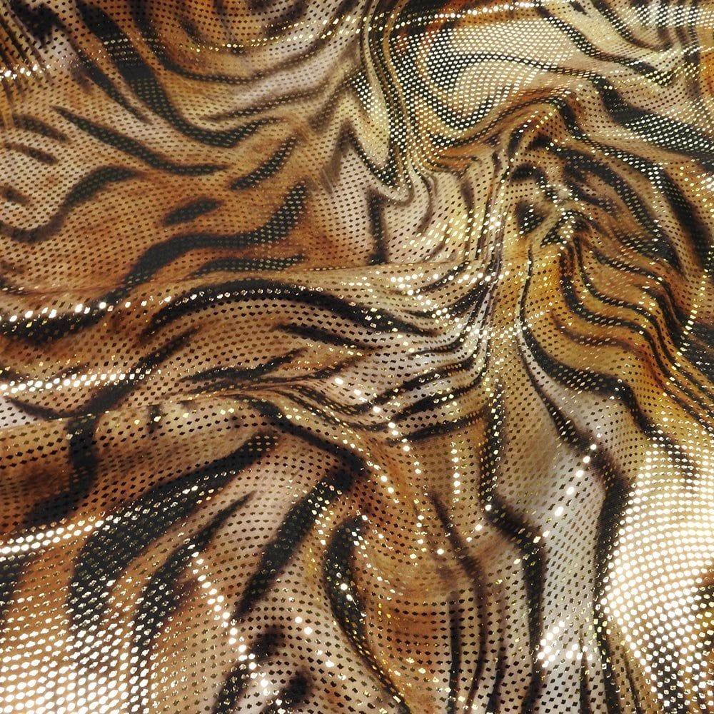 Avantgarde Tan & Gold Swirl - Foiled Printed Stretch Fabric