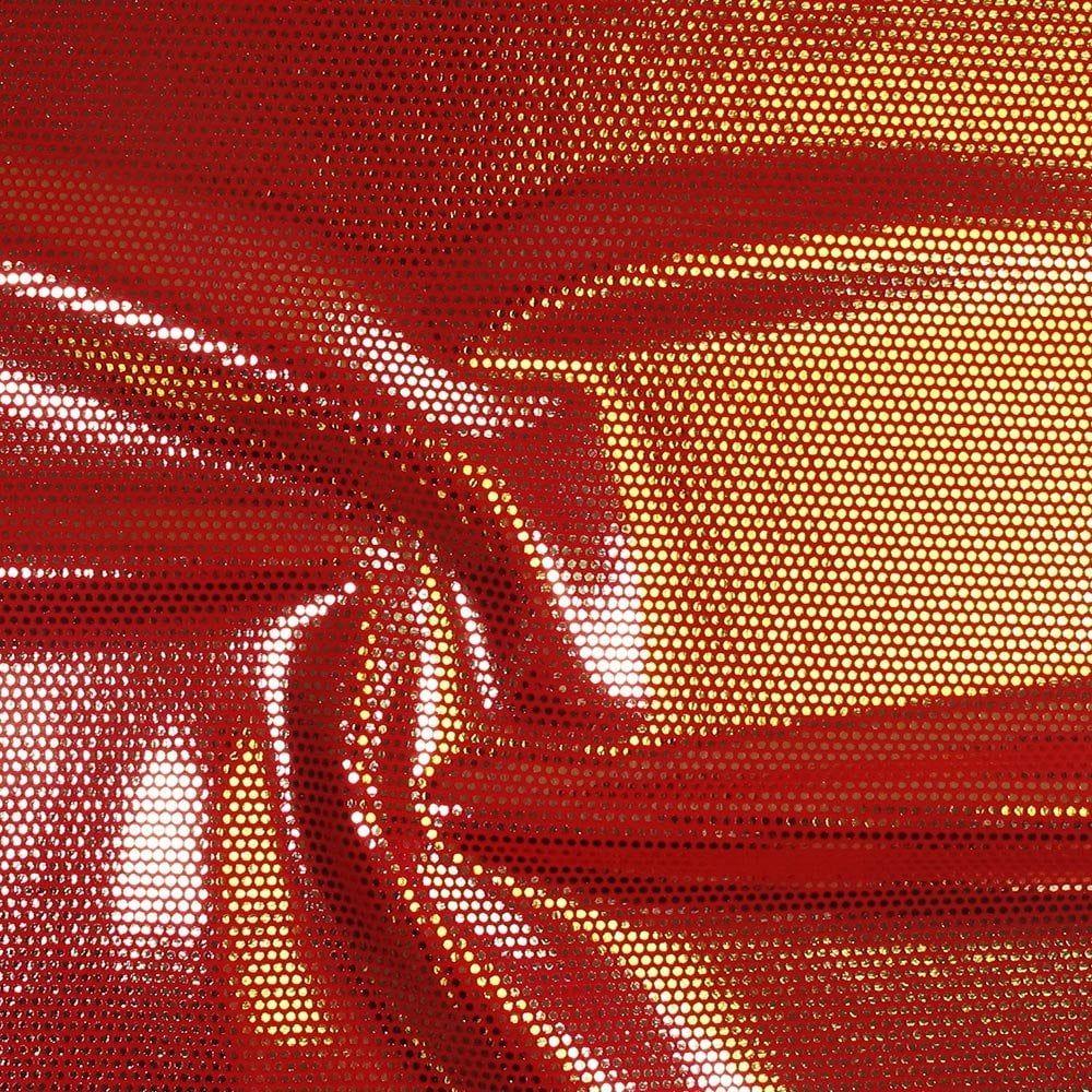 Mz 1003 Gold Zitto Foil On Red Shiny Nylon Stretch Lycra 