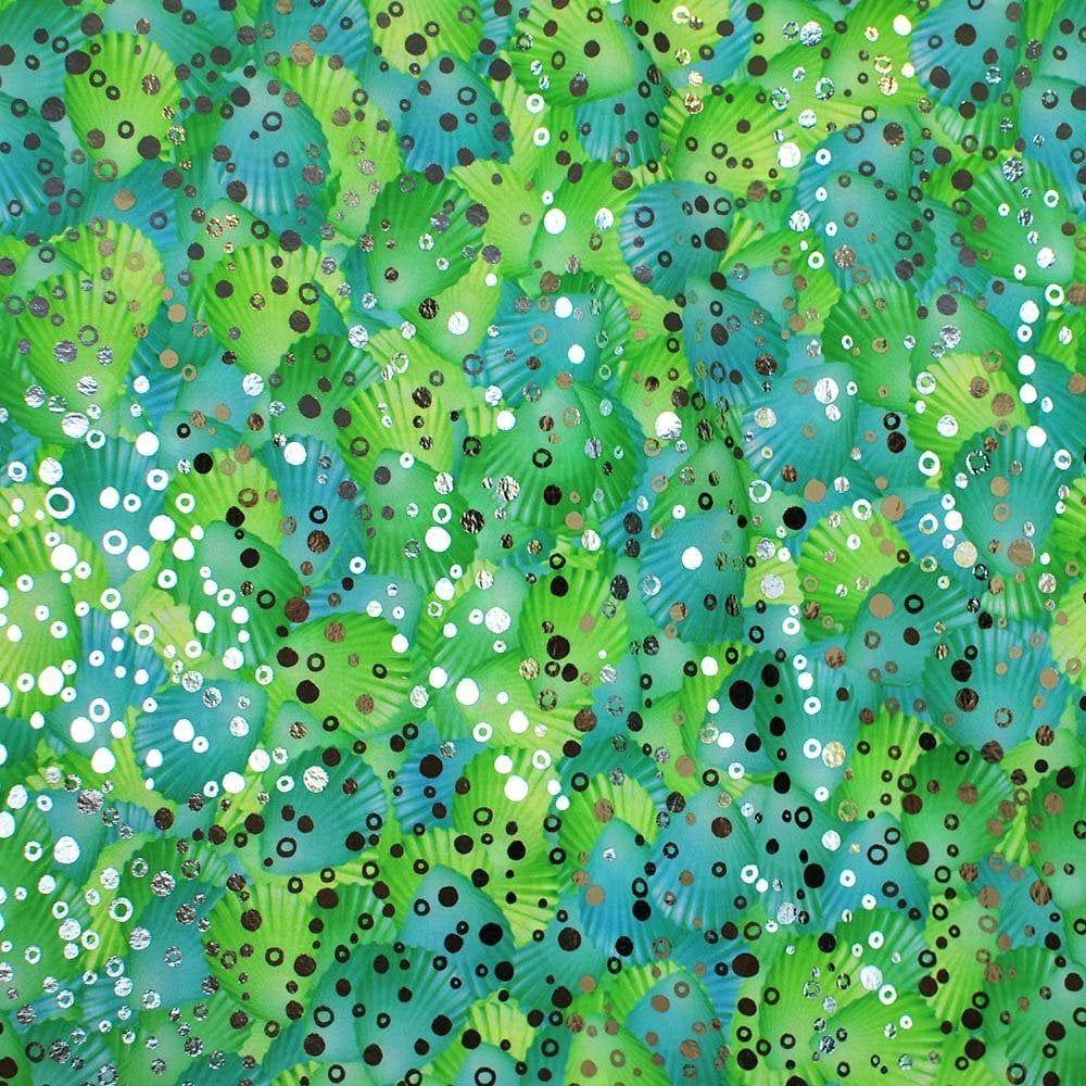 Seychelles Lime & Silver Bubbles - Foiled Printed Stretch Fabric