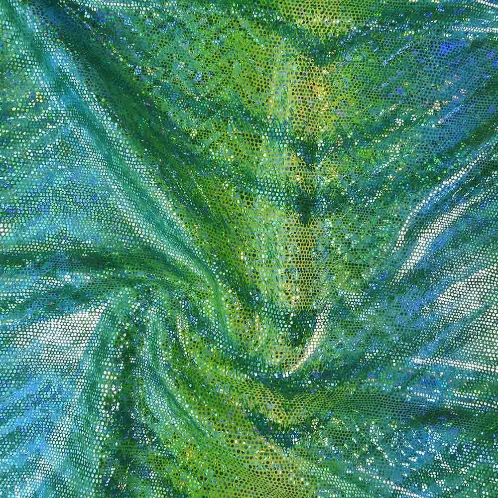 Bengal Two Green & Aqua Hologram Skin - Foiled Printed Stretch Fabric