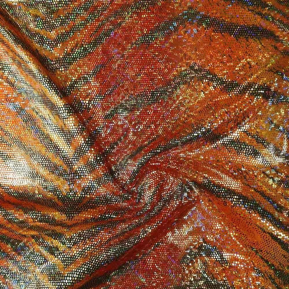 Bengal Two Red & Gold Hologram Skin - Foiled Printed Stretch Fabric
