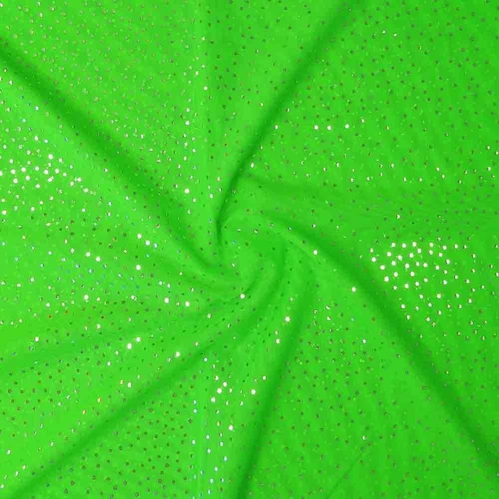 Silver Twinkle Foil On Alicante Stretch Net Acid Green