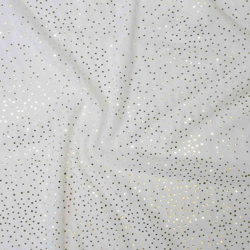 Gold Twinkle Foil On Alicante Stretch Net, White