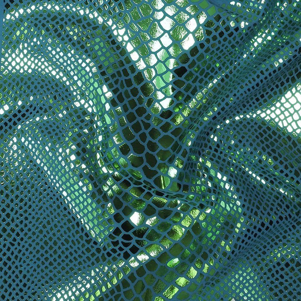 Green Metallic Snake Foil On Horizon Life Recycled Stretch Nylon