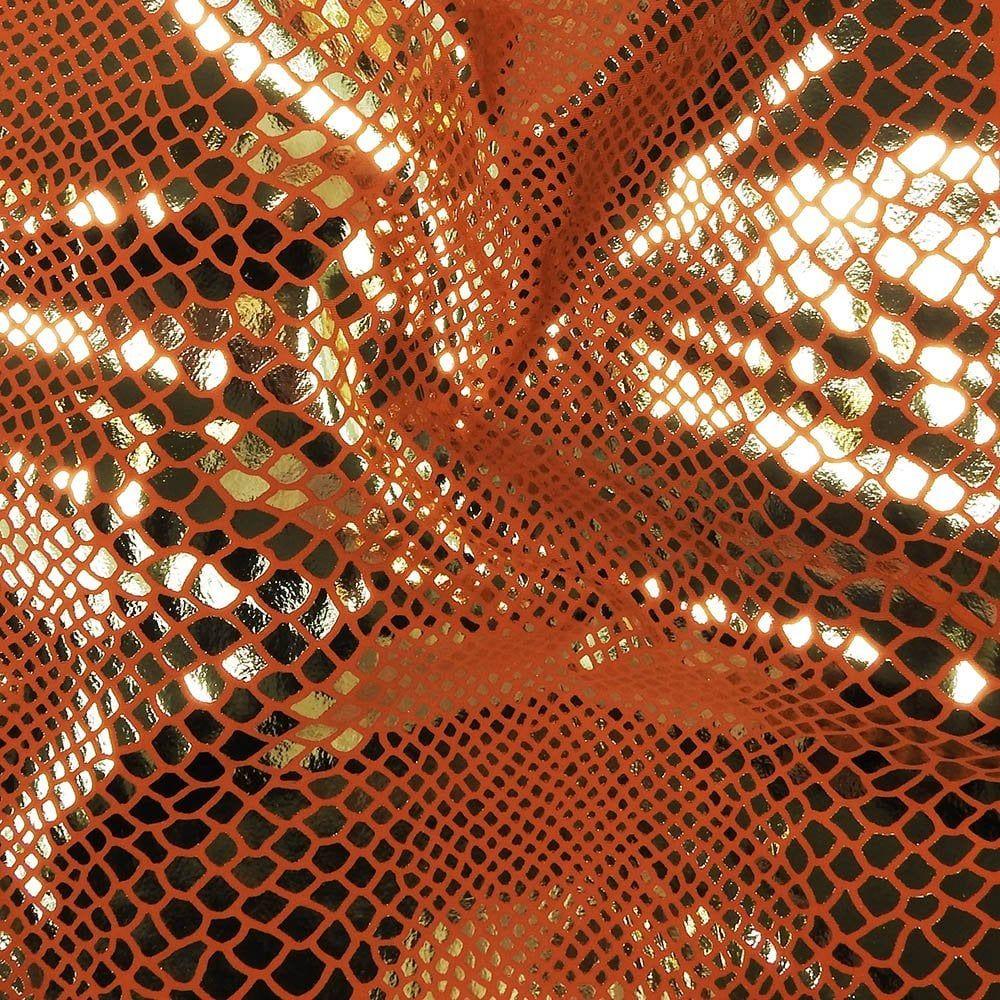 Gold Metallic Snake Foil On Paprika Life Recycled Stretch Nylon