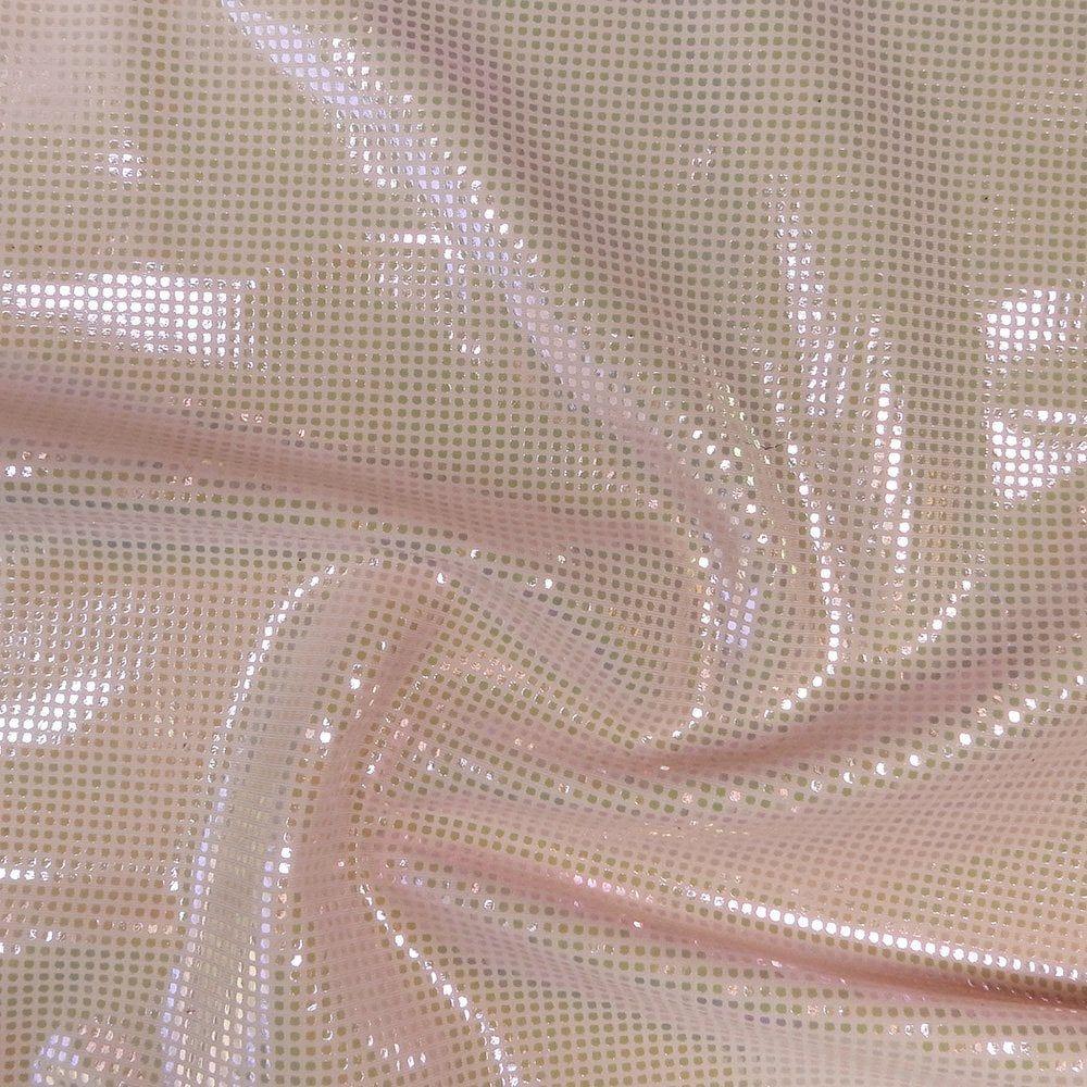 Pearl Lazer Grid Iron Foil On Oyster Life Recycled Stretch Fabric