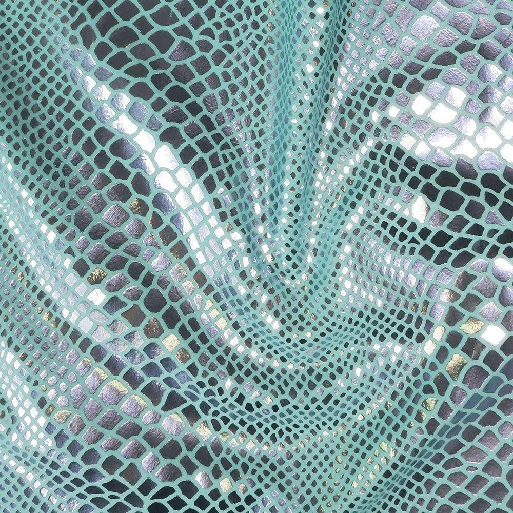 Lilac Metallic Snake Foil On Minty Life Recycled Stretch Nylon