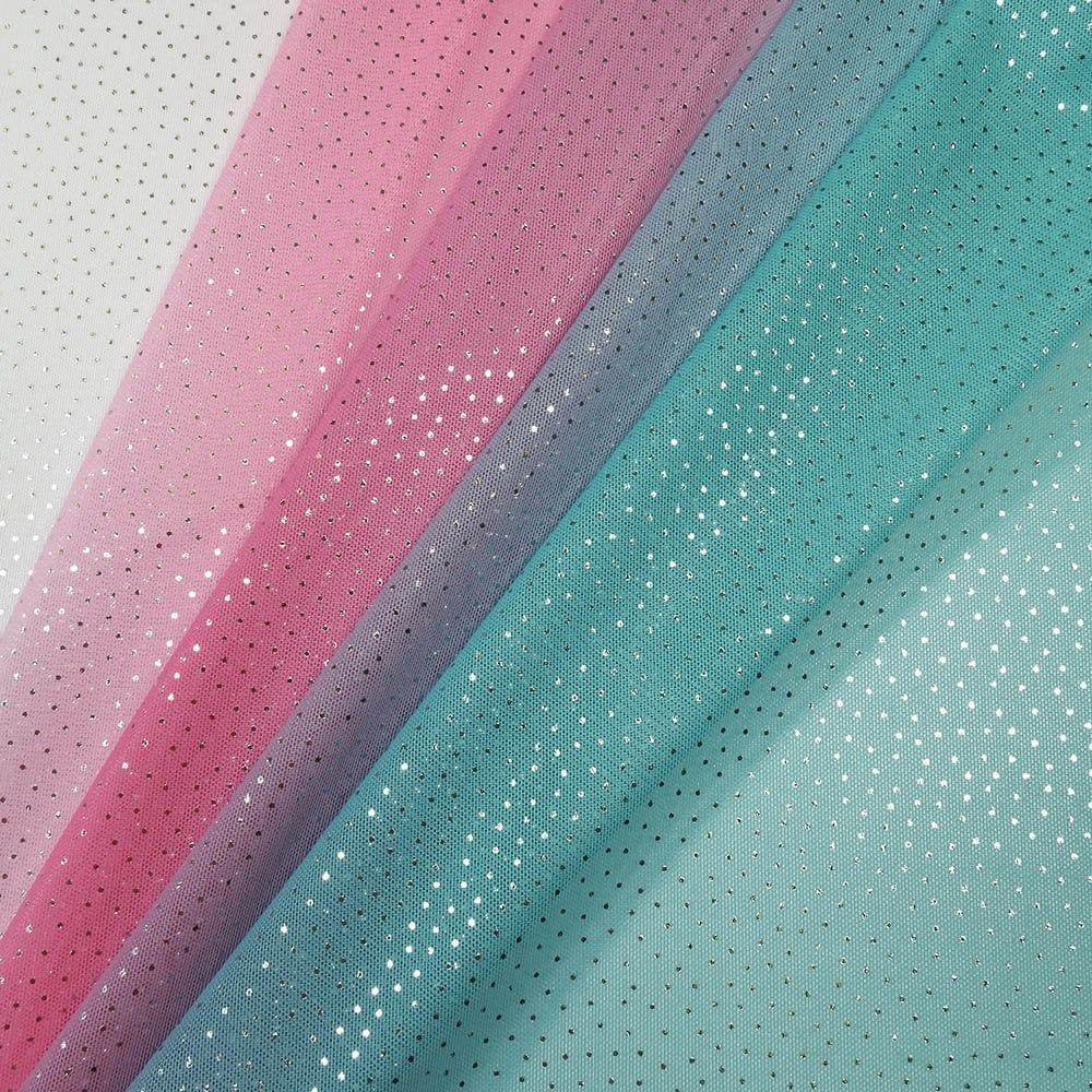 3 Mirror Shading White Pink Teal On Glint - Printed Foiled Net