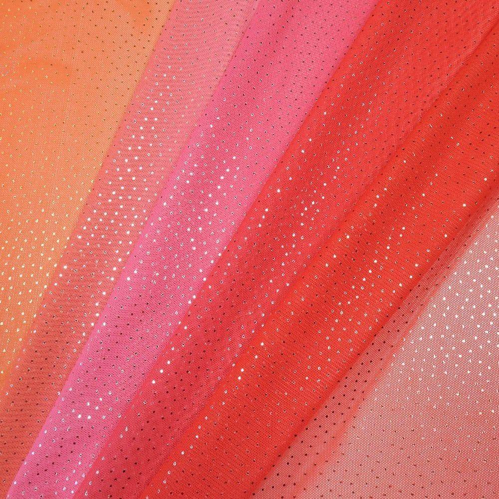 3 Mirror Shading Orange Pink Red On Glint - Printed Foiled Net